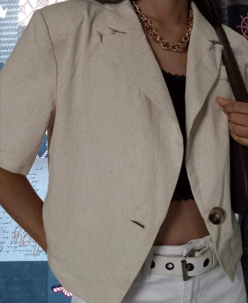 Quinn Single Button Crop Shirt