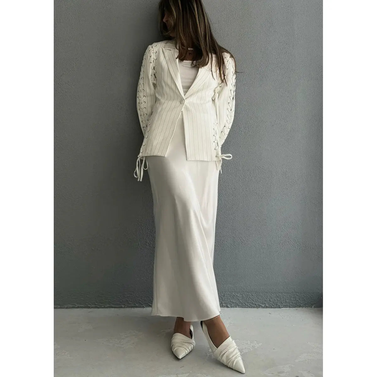 Cresilda Lace-up Striped Blazer