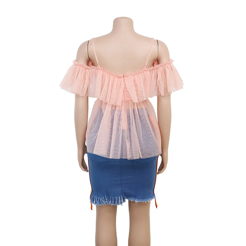 Haley Mesh Ruffle Shirt
