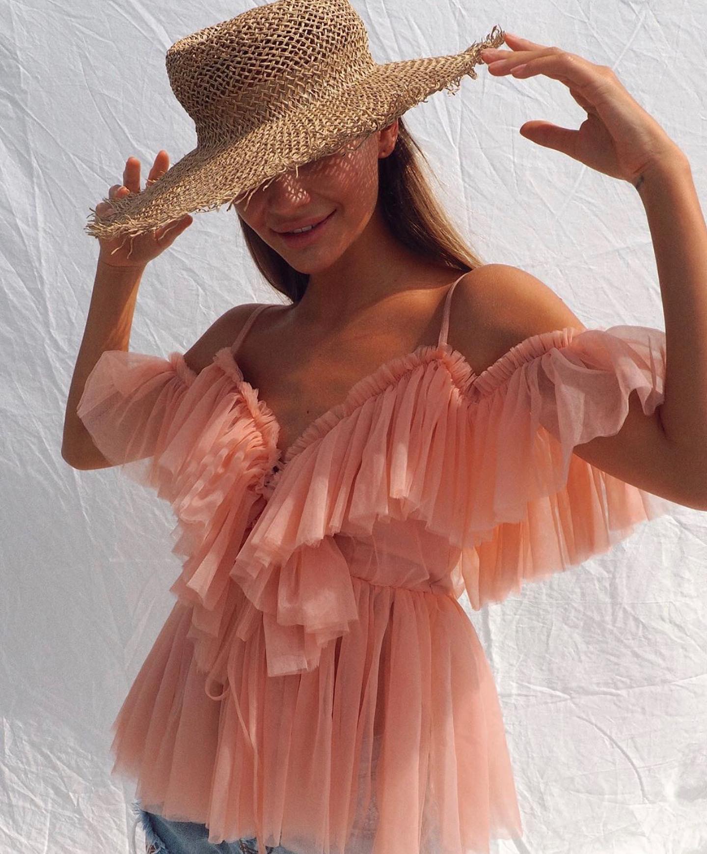 Haley Mesh Ruffle Shirt