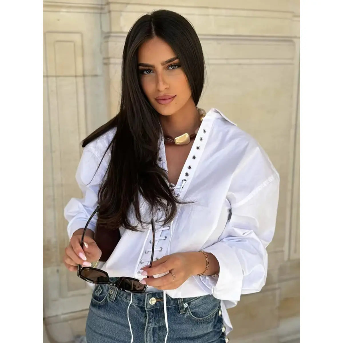 Veena Lace-Up Shirt