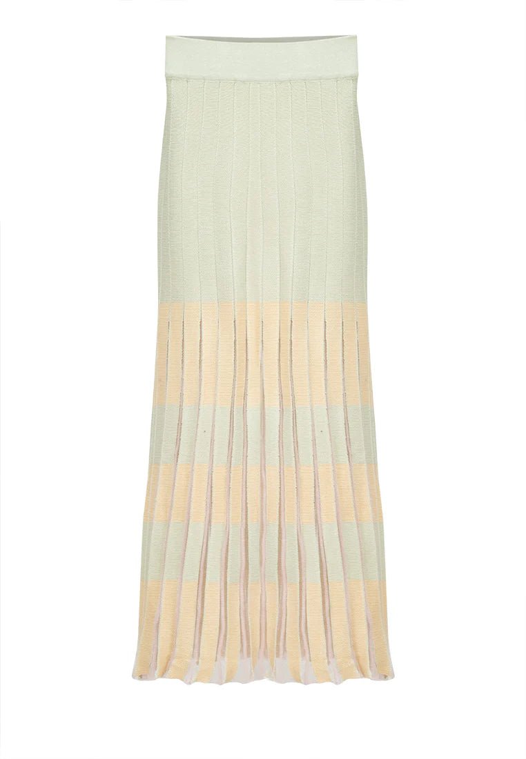 Contrast Mesh Pleated Knit Skirt - Pinkfig Boutique
