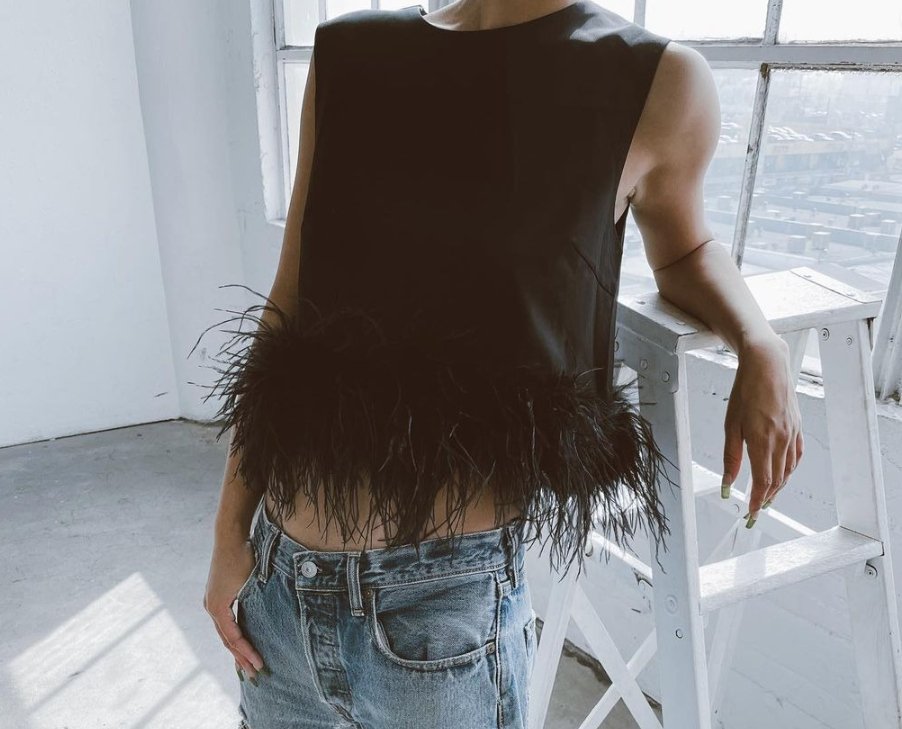 Cropped Feather Tops - Pinkfig Boutique