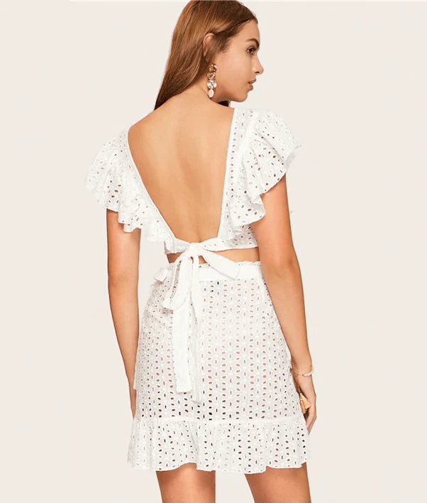 Joyce Eyelet Top and Mini Skirt