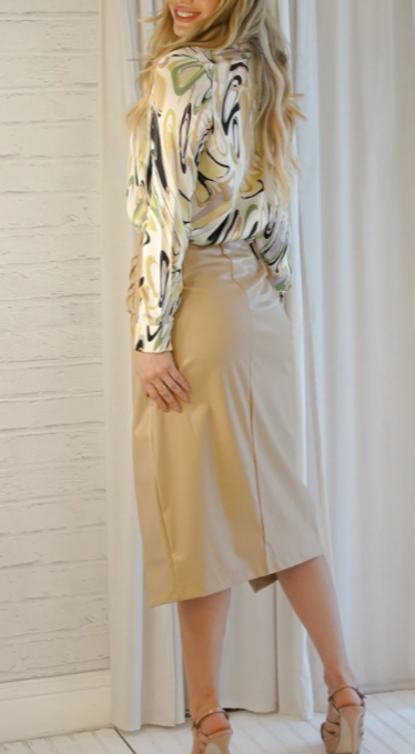 Sherita Leather Draped Skirt
