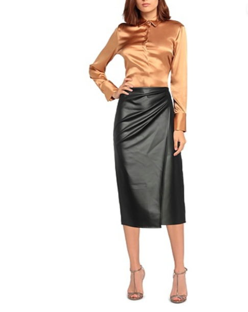 Sherita Leather Draped Skirt