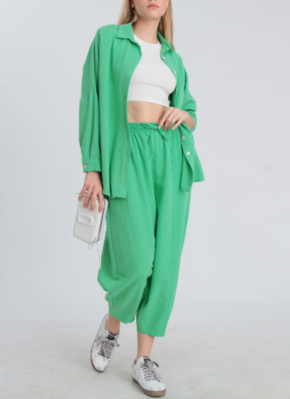 Winona Linen Shirt and Baggy Pants Set