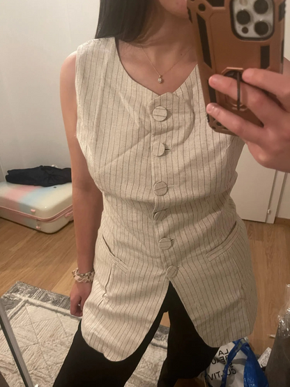 Elodie Striped Linen Vest