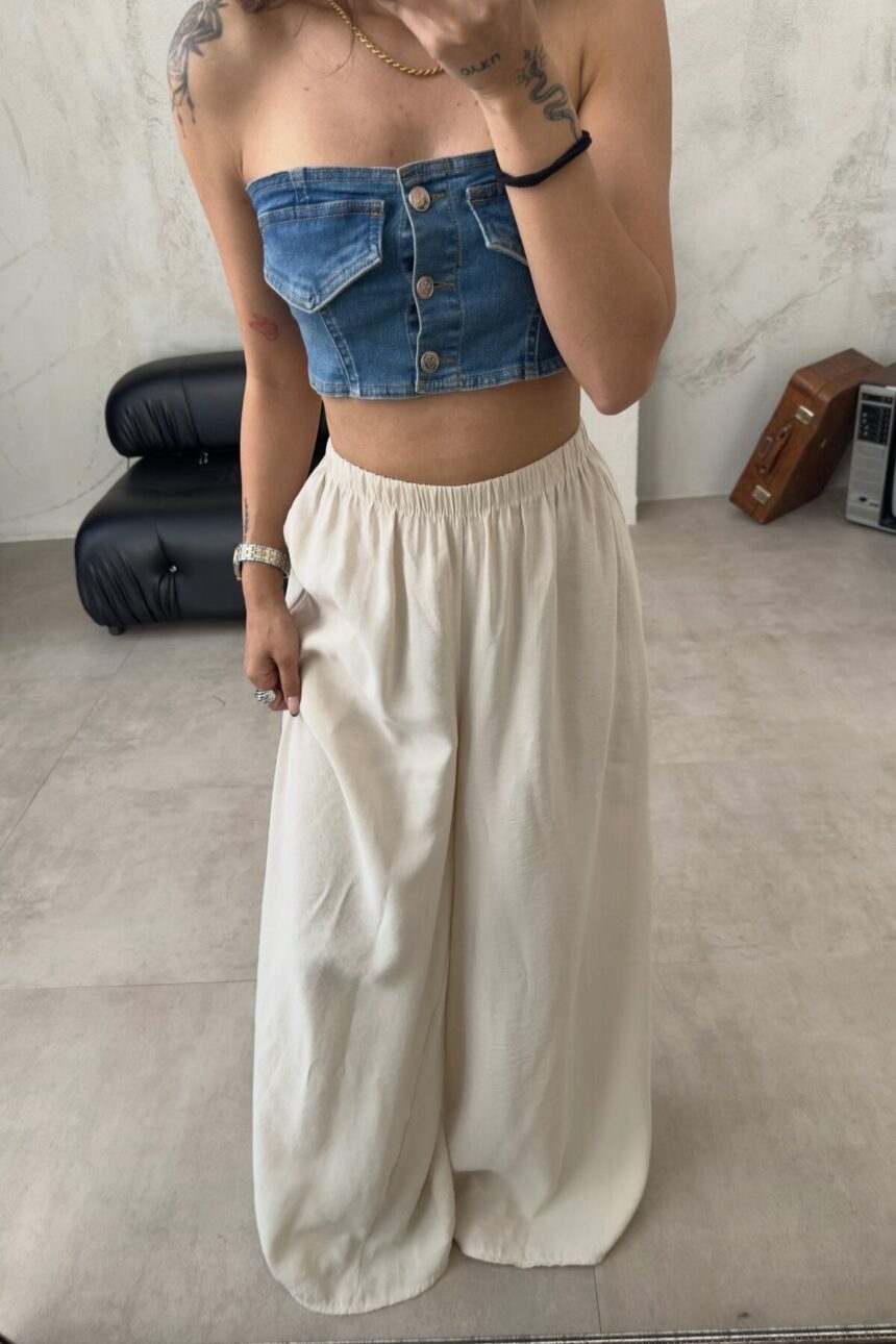 Rhonda White Wide Leg Linen Trouser