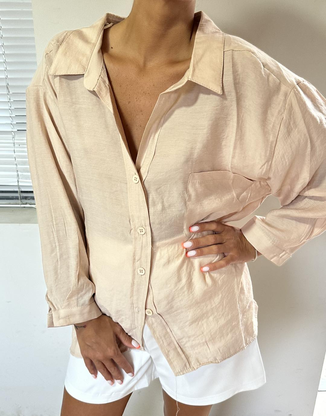 Stacy Low Shoulder Oversize Shirt