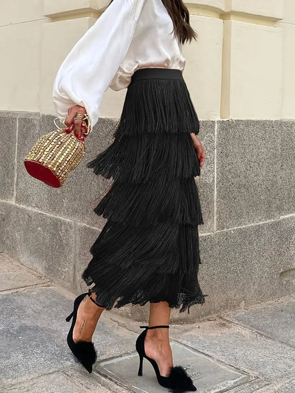 Vaneta Tassel Midi Skirt