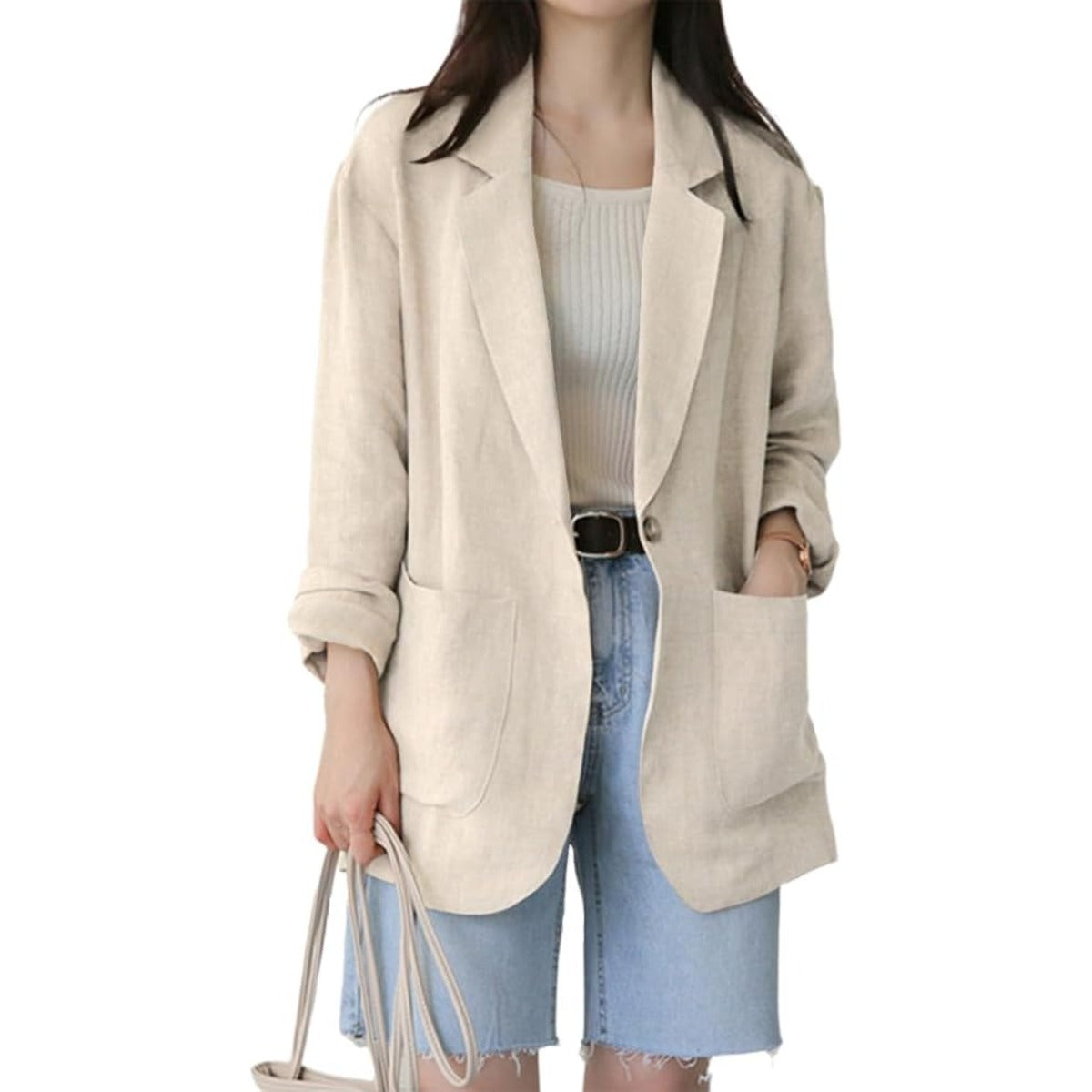 Matilda Buttoned Linen Blazer