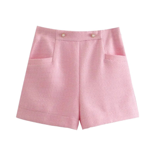 Minerva Pink Tweed Shorts