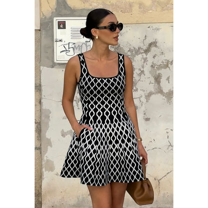 Babette Black & White Geometric Dress