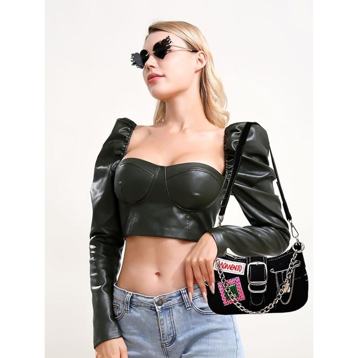 Melba Leather Cropped Top