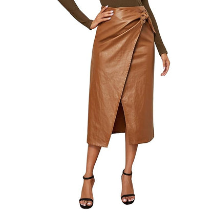 Demit Leather Wrap Skirt