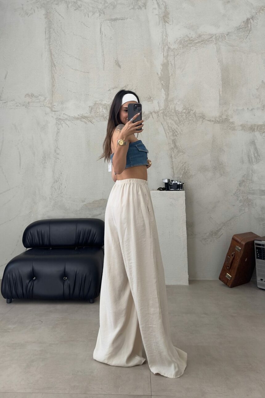 Rhonda White Wide Leg Linen Trouser