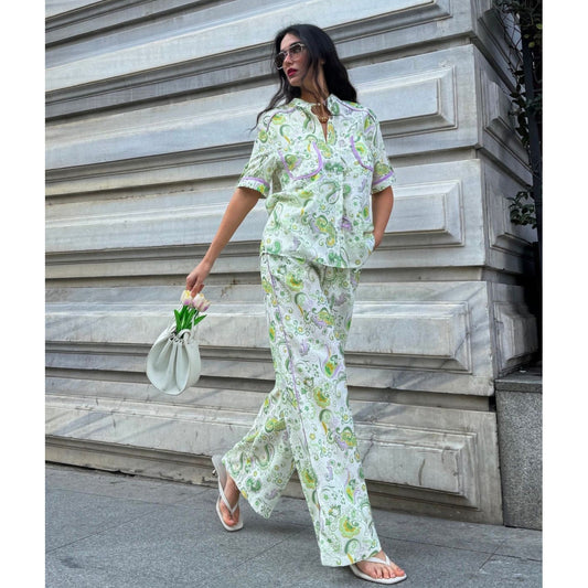 Patricia Flower Print Linen Set