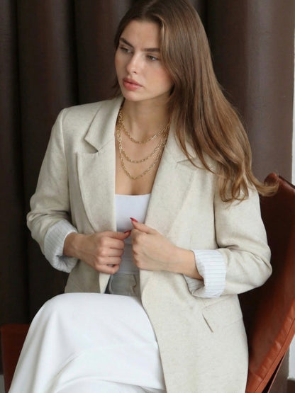 Dorothy Linen Folded Sleeve Blazer