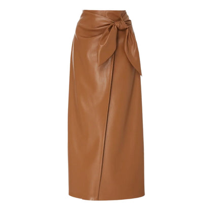 Demit Leather Wrap Skirt