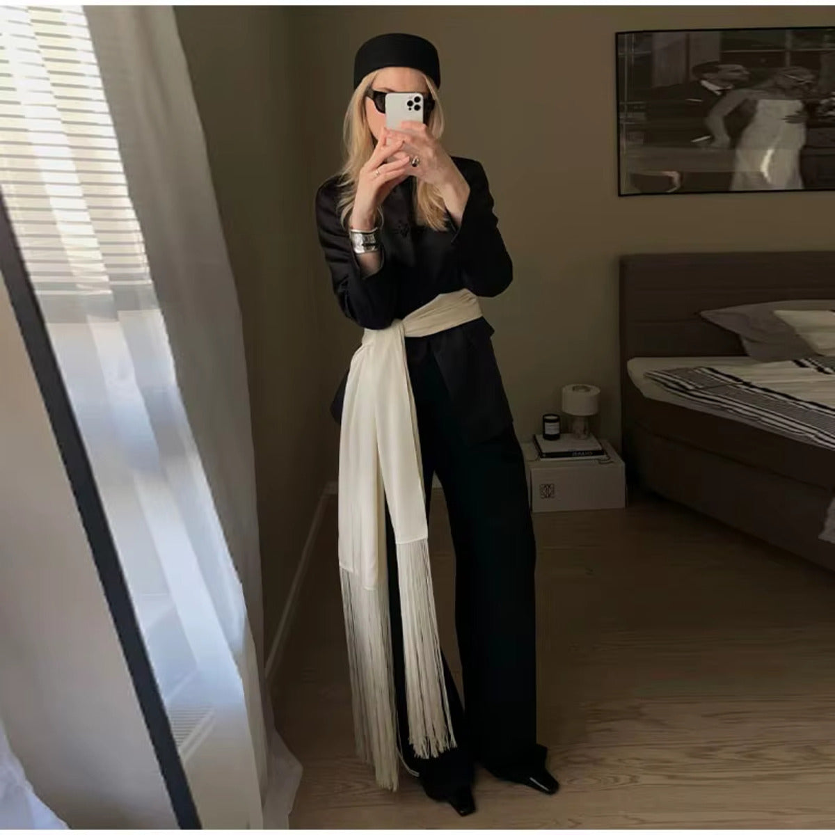 Mira Tassel Satin Scarf