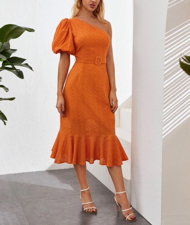 Martha One Shoulder Midi Dress