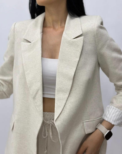 Dorothy Linen Folded Sleeve Blazer