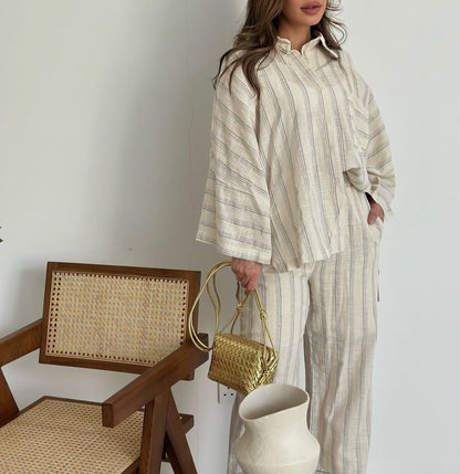 Matilda Linen Striped Set