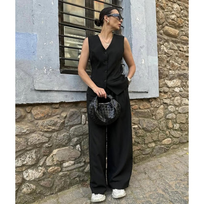 Larissa Vest and Wide Leg Pants Set