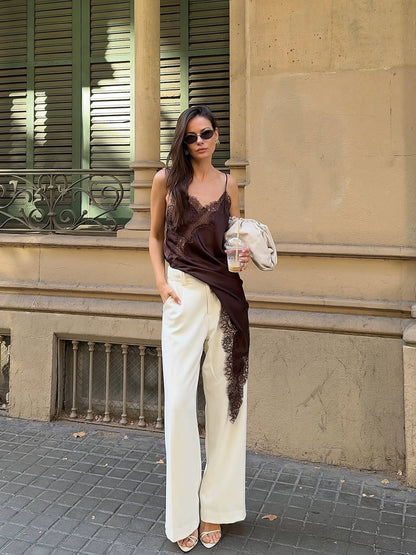 Flammara Satin Lace Top