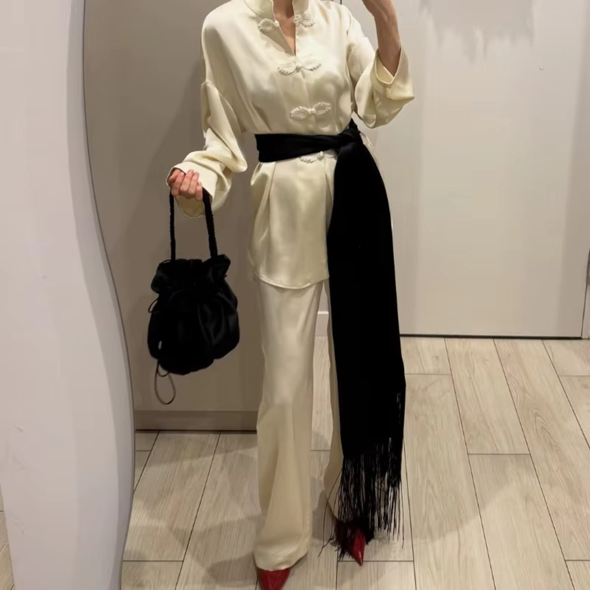 Mira Tassel Satin Scarf