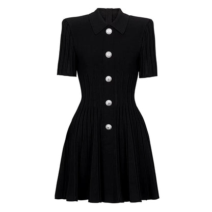 Balmain Flared Knit Dress With Buttons