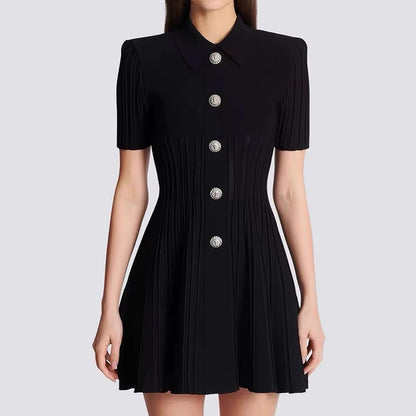 Balmain Flared Knit Dress With Buttons