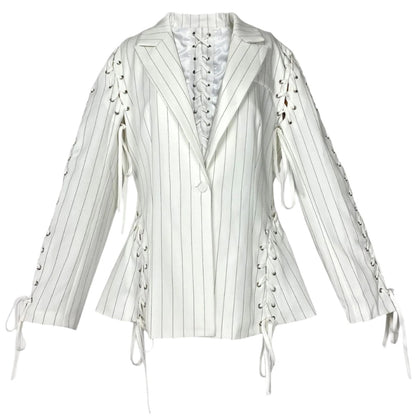 Cresilda Lace-up Striped Blazer