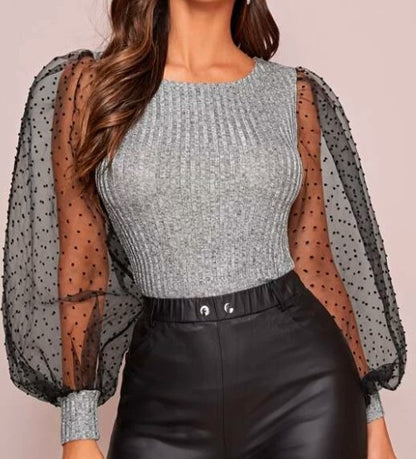 Lucrecia Mesh Puff Sleeve Tops