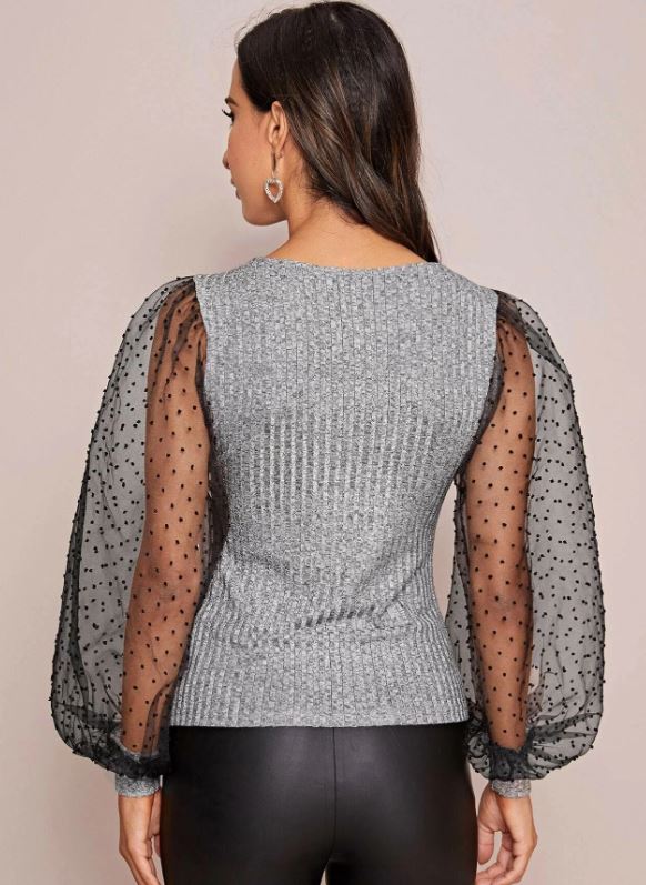 Lucrecia Mesh Puff Sleeve Tops