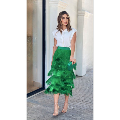 Vaneta Tassel Midi Skirt
