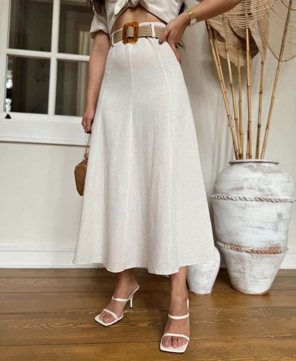 Belted Linen Skirt - Pinkfig Boutique