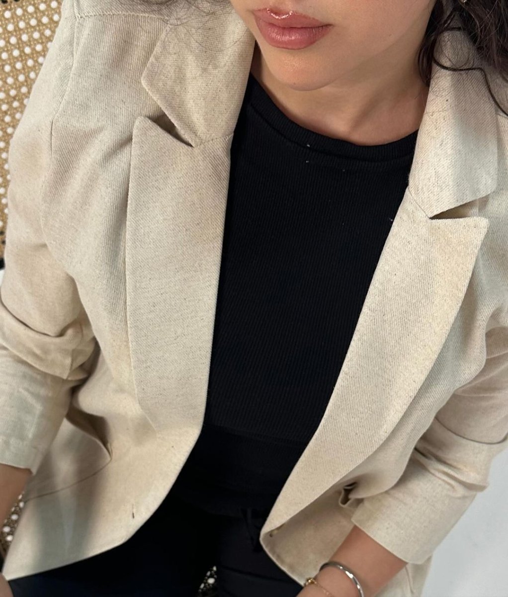 Buttoned Linen Blazer - Pinkfig Boutique