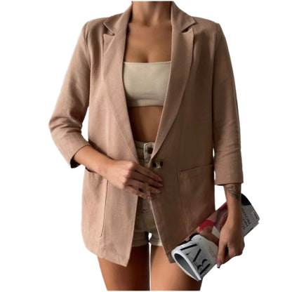 Matilda Buttoned Linen Blazer