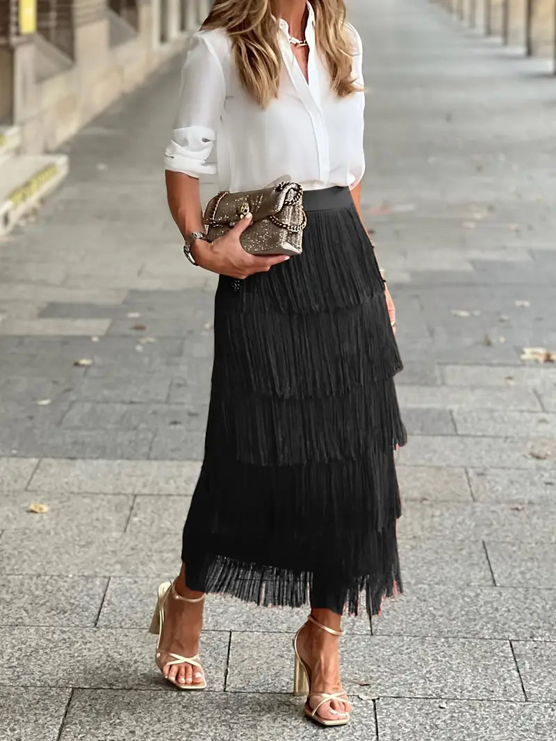 Vaneta Tassel Midi Skirt