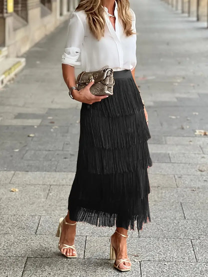 Vaneta Tassel Midi Skirt