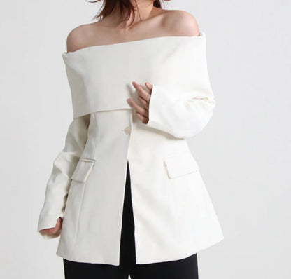 Chic Off Shoulder Blazer - Pinkfig Boutique