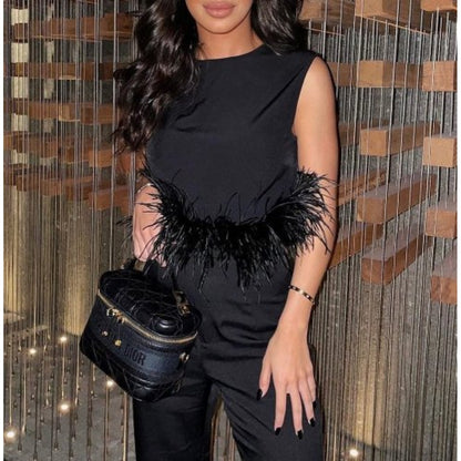 Marsha Cropped Feather Tops