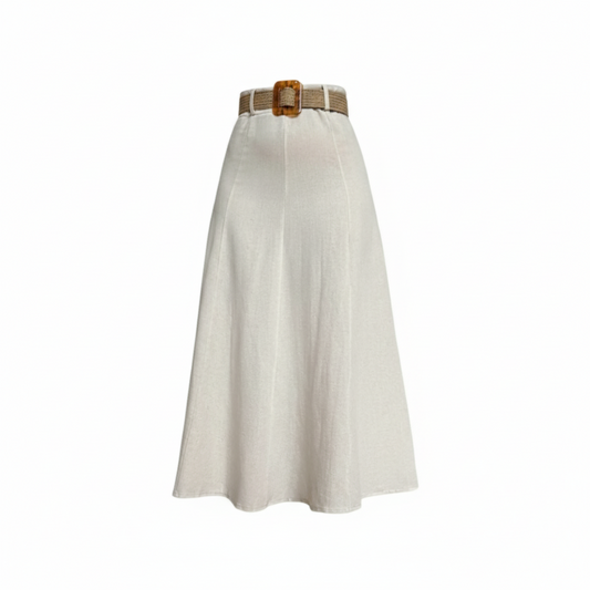 Yvonne Belted Linen Skirt