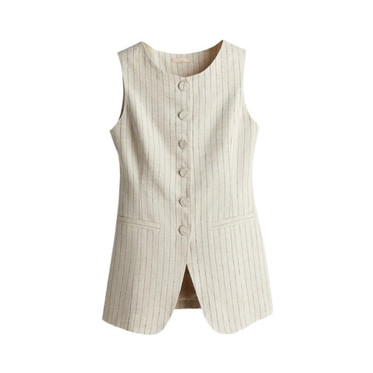 Elodie Striped Linen Vest