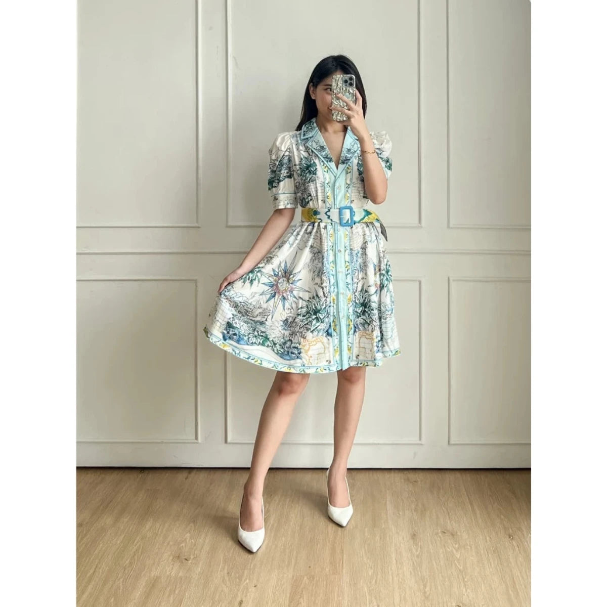 Celeste Print Puff Sleeve Dress