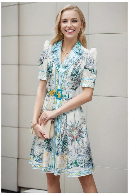 Celeste Print Puff Sleeve Dress