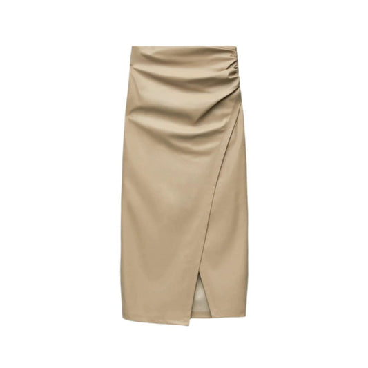 Sherita Leather Draped Skirt