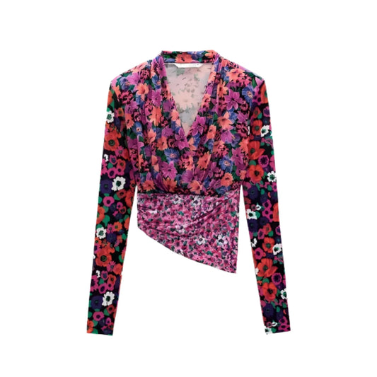 Norma Floral Print Crop Blouse